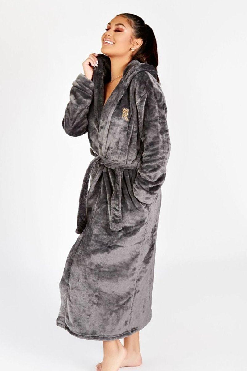 Women's Soft Grey Hooded Royalty Robe Royalty Robes Women's Soft Grey Hooded Royalty Robe Royalty Robes
