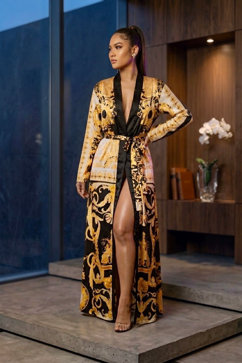 Yellow Barocco Long Royalty Robe  Royalty Robes