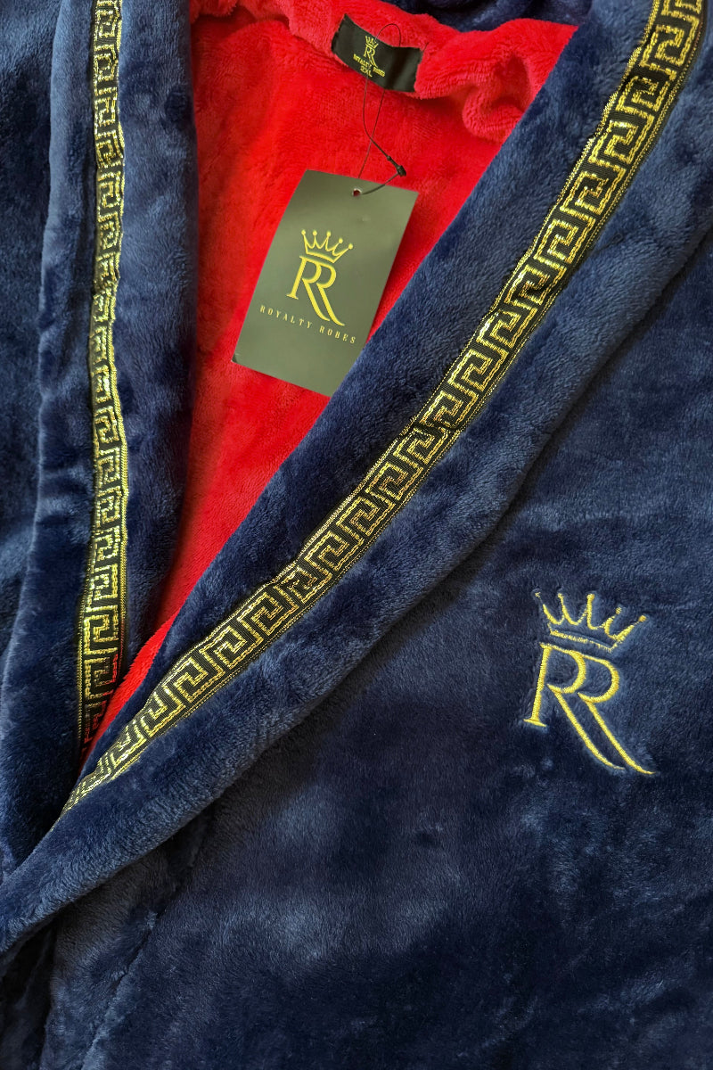 Royalty Robes blue royal king robe with logo.