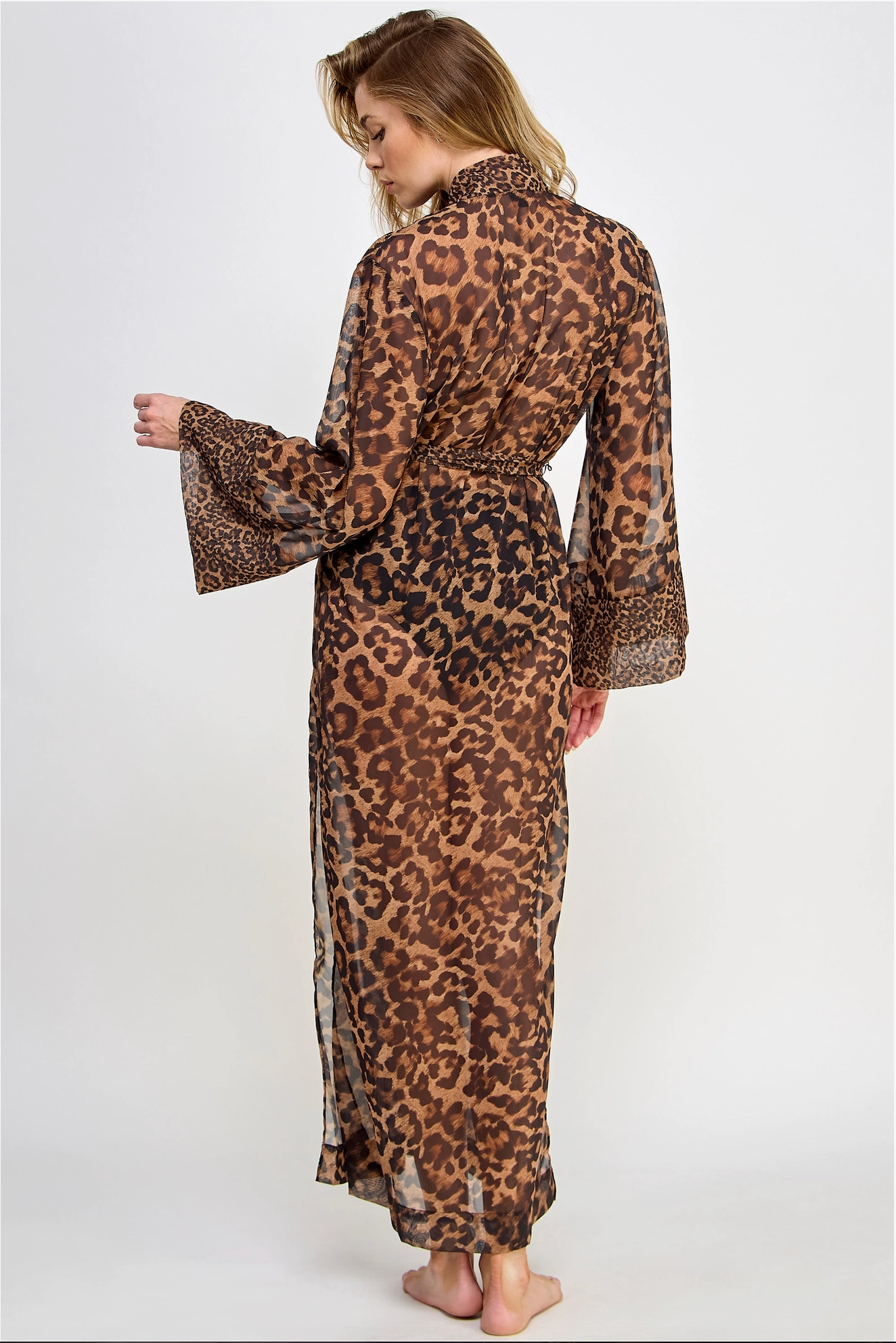 Sheer Leopard Print Chiffon Robe