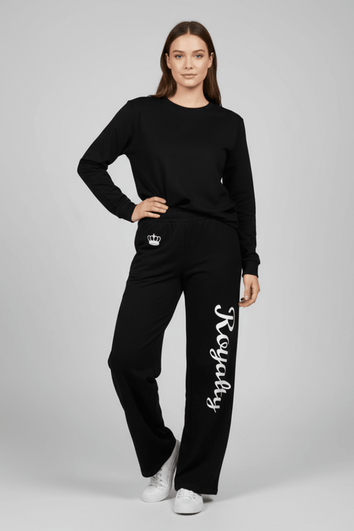 Black Unisex Wide - leg Joggers - Royalty Robes