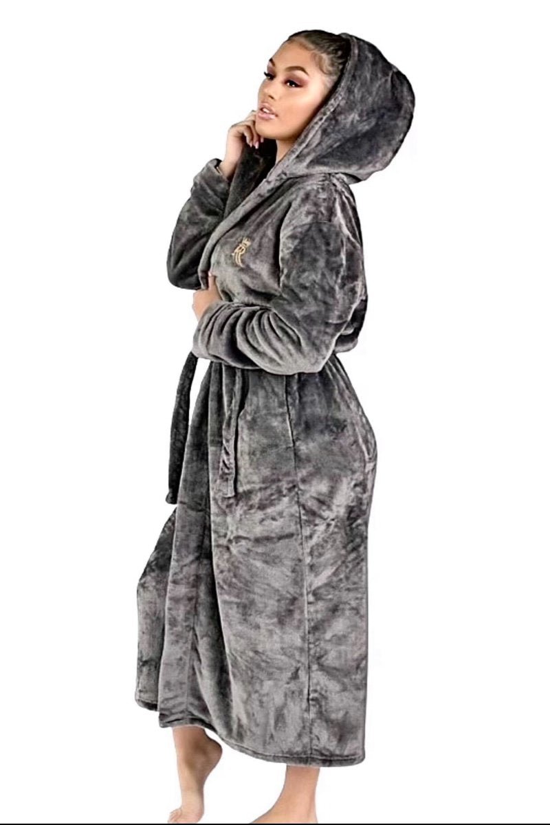 Grey Hooded Royalty Robe - Royalty Robes