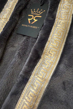 Grey Hooded Royalty Robe with Greek Key Trim - Royalty Robes