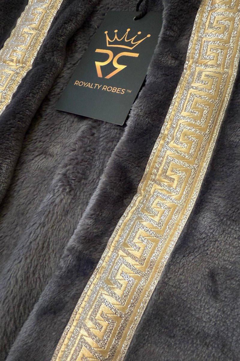 Grey Hooded Royalty Robe with Trim - Royalty Robes