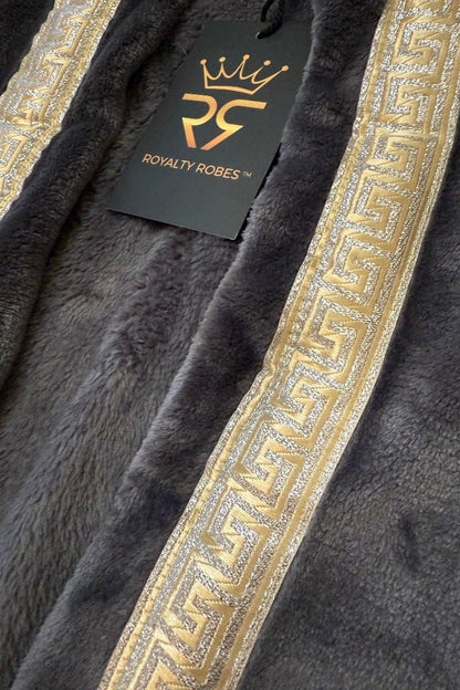 Grey Hooded Royalty Robe with Trim - Royalty Robes