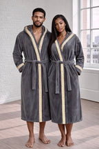Grey Hooded Royalty Robe with Trim - Royalty Robes