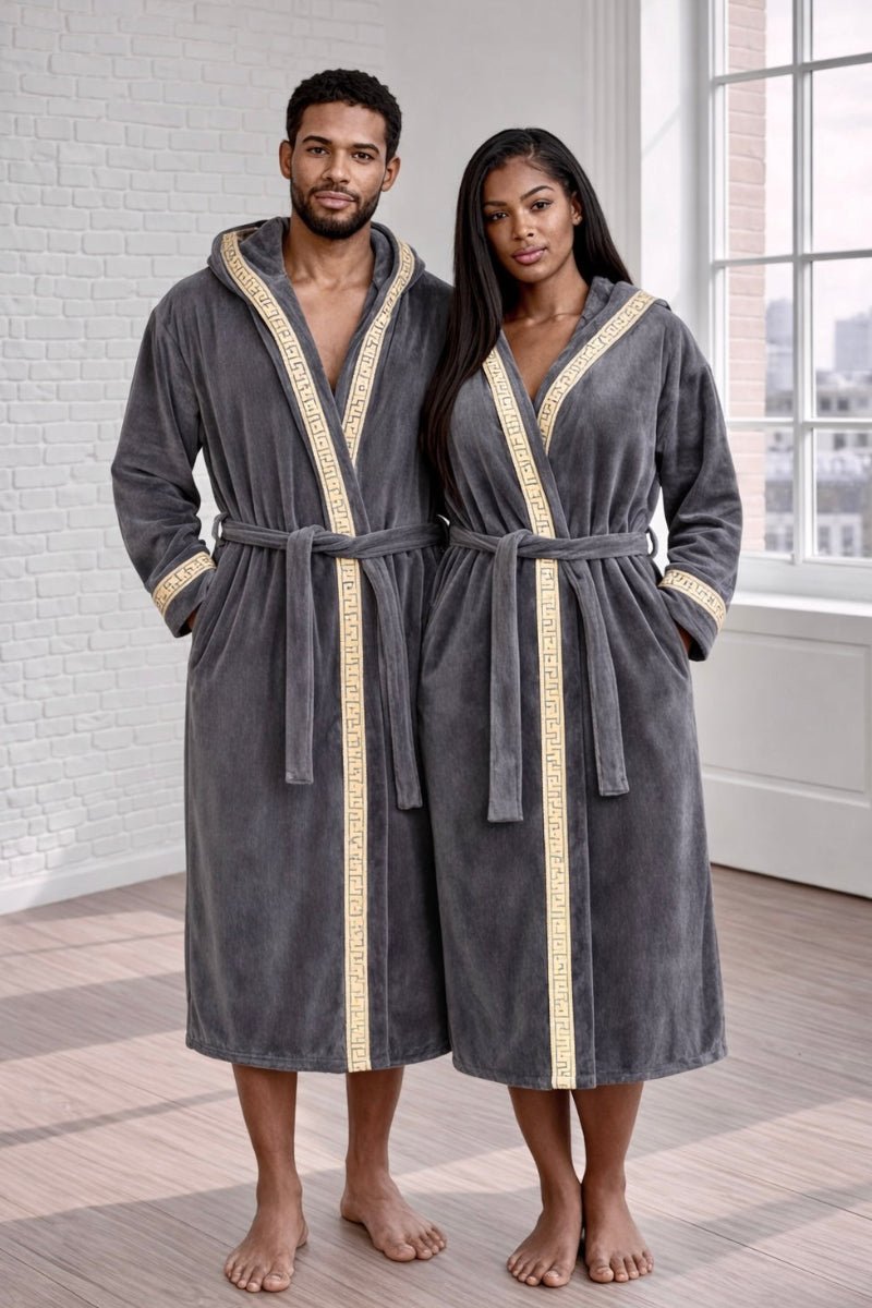 Grey Hooded Royalty Robe with Trim - Royalty Robes
