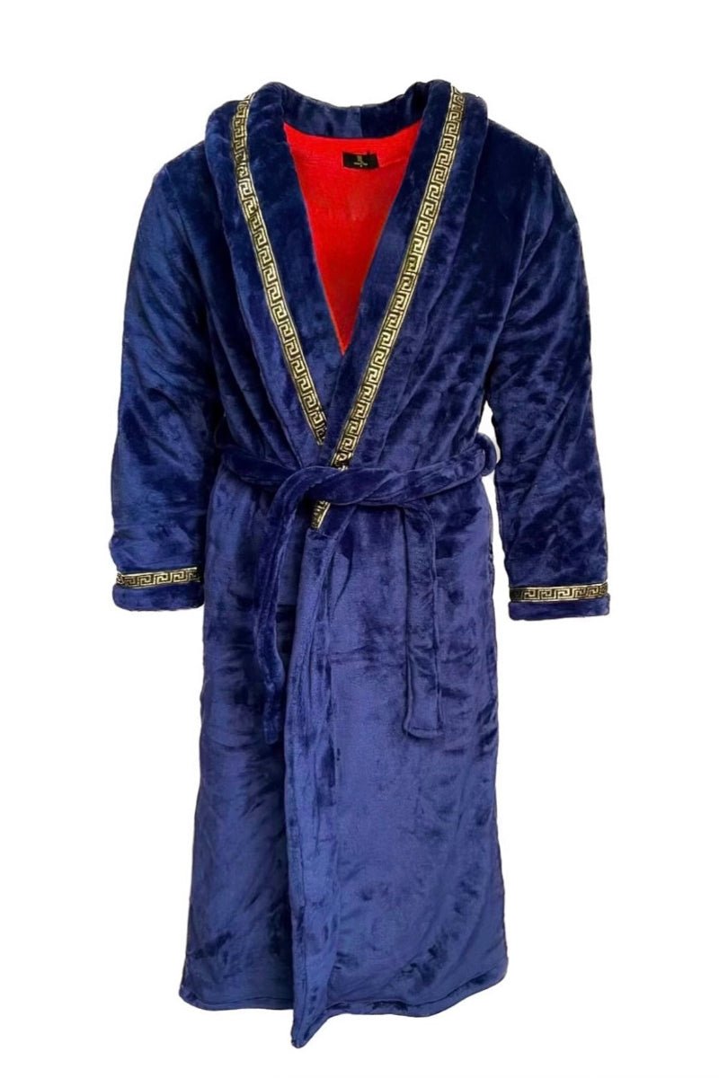 Limited Edition Blue Royal King Robe With Red Interior & Gold Greek Key Trim - Royalty Robes