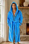 Men's Sky Blue Royalty Robe With Gold Greek Key Trim - Royalty Robes