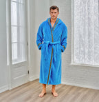 Men's Sky Blue Royalty Robe With Gold Greek Key Trim - Royalty Robes