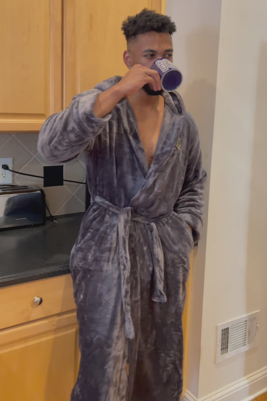Grey Hooded Royalty Robe