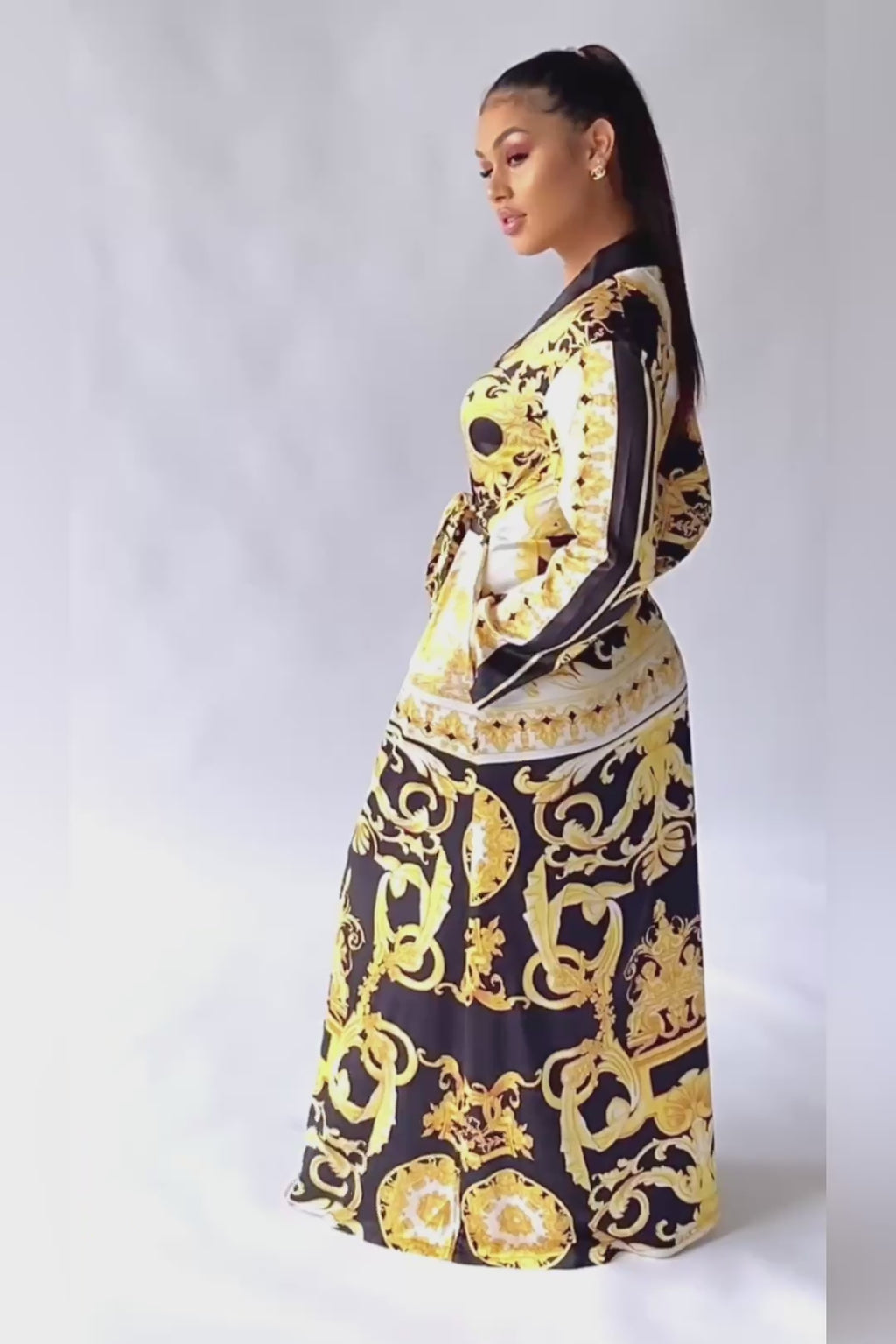 Yellow Barocco Long Robe