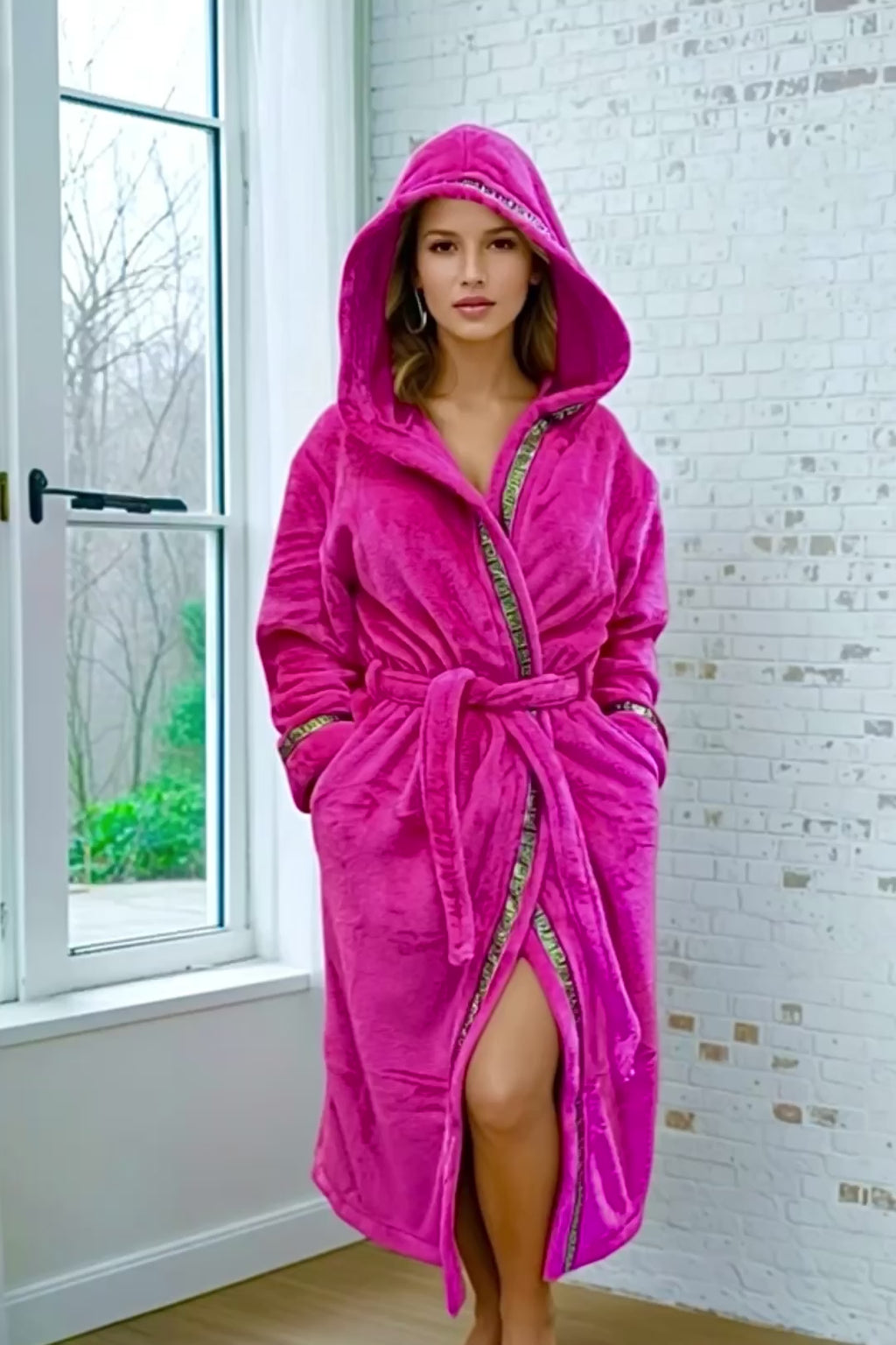 Pink Hooded Royalty Robe
