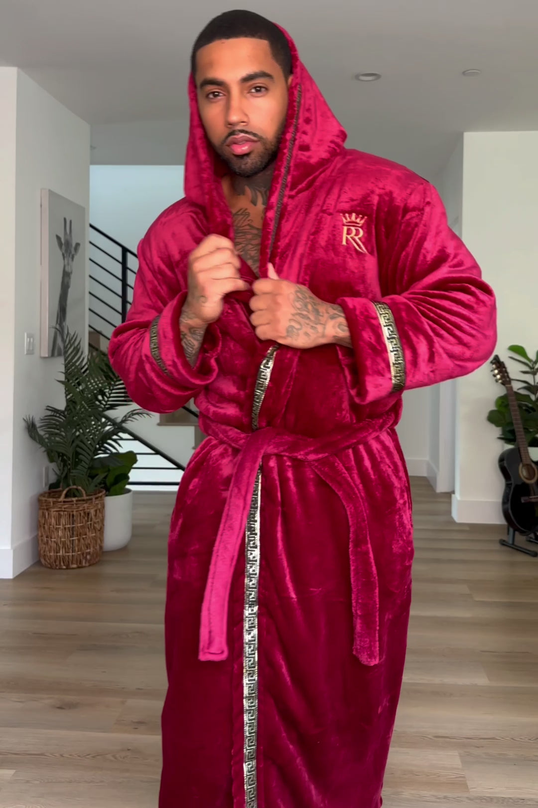 Burgundy Hooded Royalty Robe