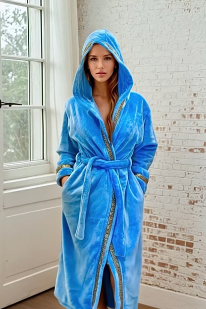 Sky Blue Hooded Royalty Robe