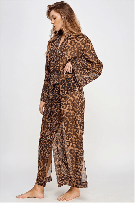 Sheer Leopard Print Chiffon Robe - Royalty Robes