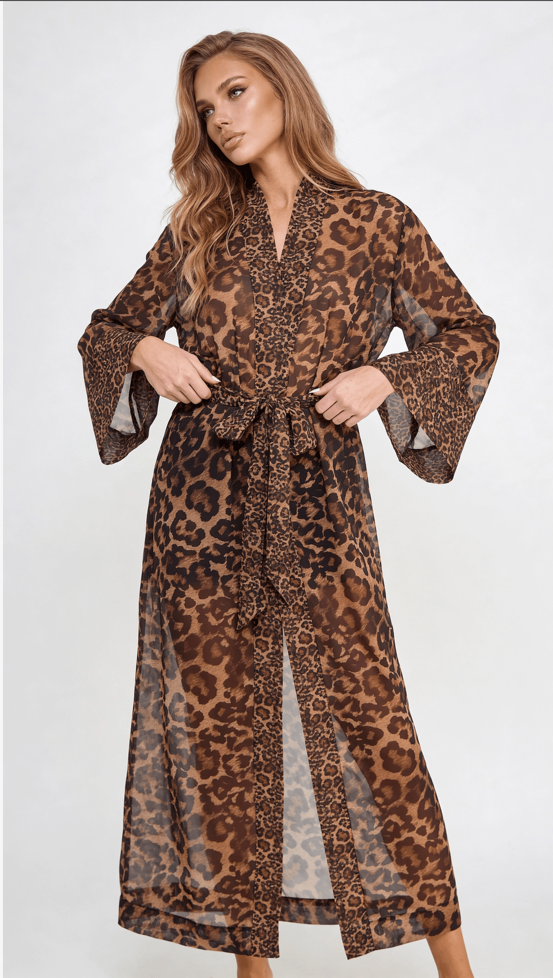 Sheer Leopard Print Chiffon Robe - Royalty Robes