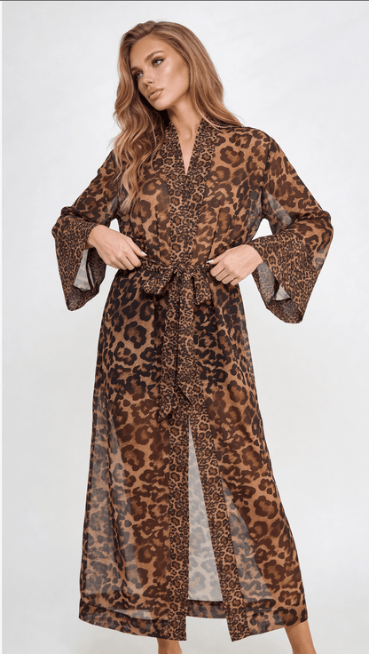 Sheer Leopard Print Chiffon Robe - Royalty Robes