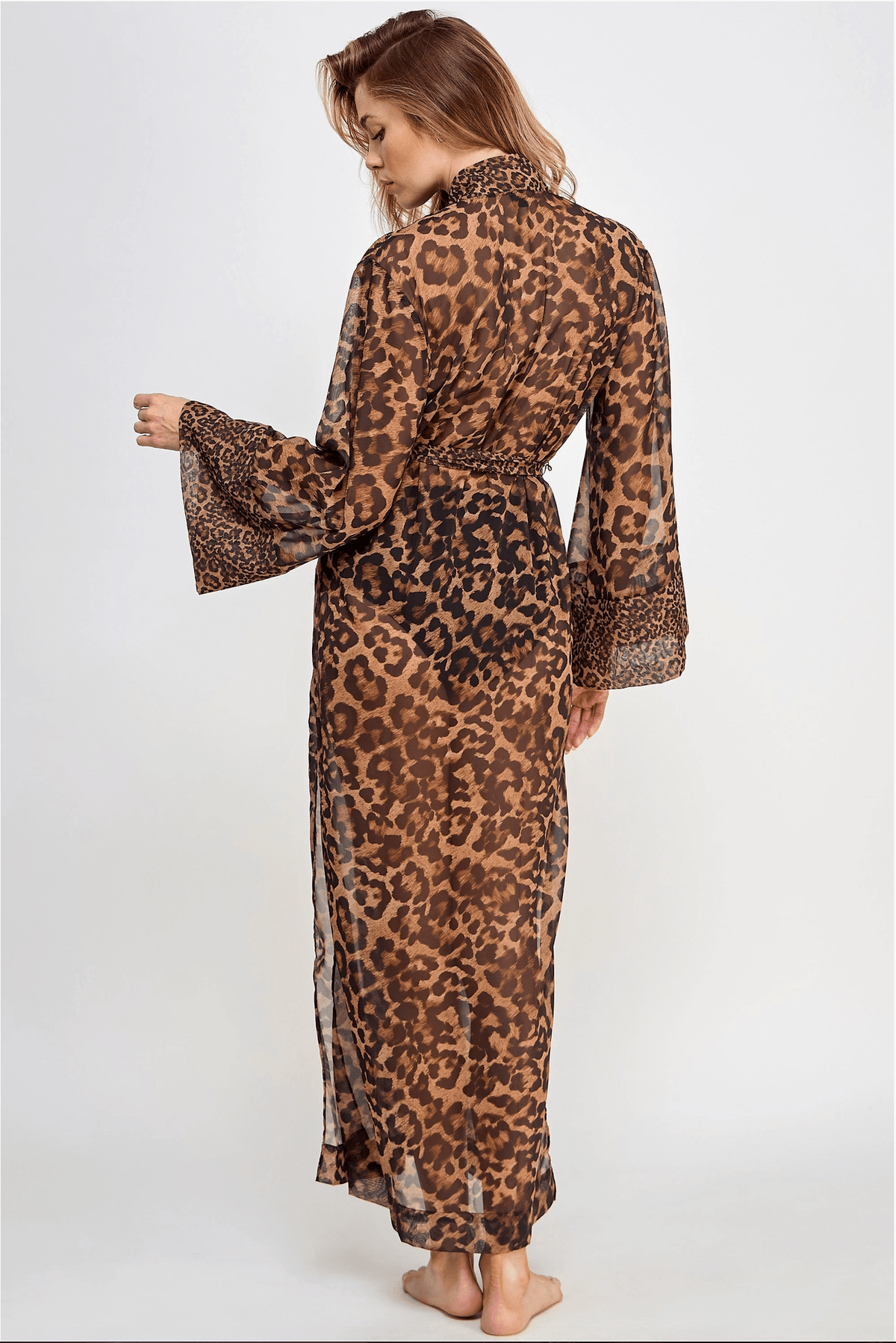 Sheer Leopard Print Chiffon Robe - Royalty Robes