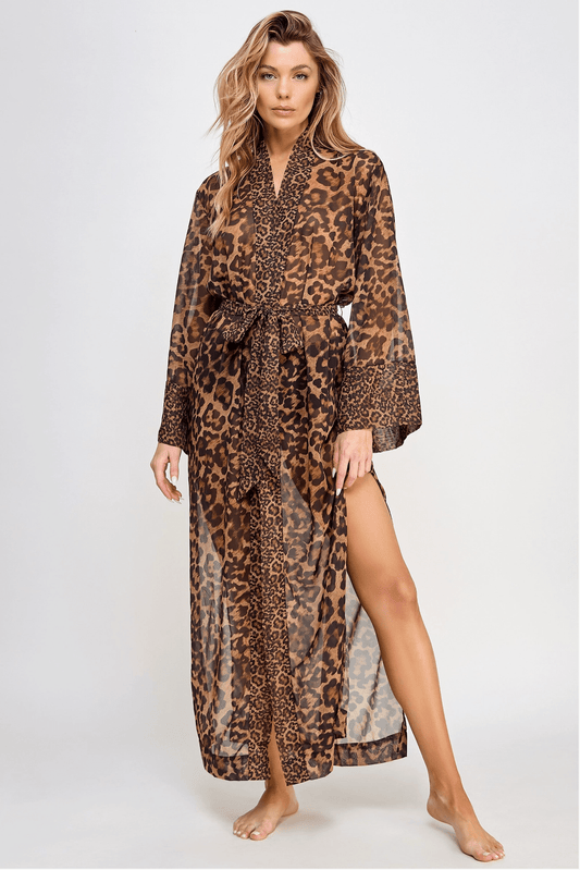 Sheer Leopard Print Chiffon Robe - Royalty Robes