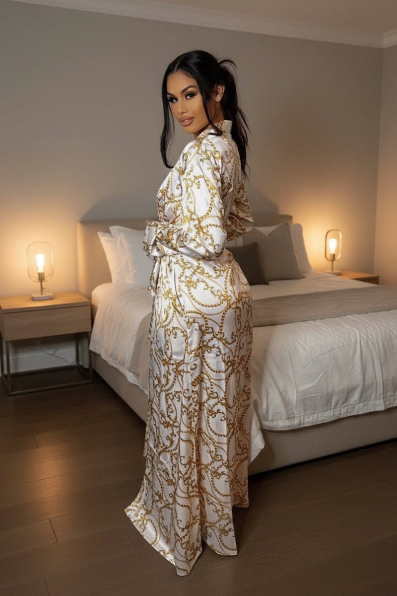 White Barocco Royalty Robe With Cinched Waist - Royalty Robes