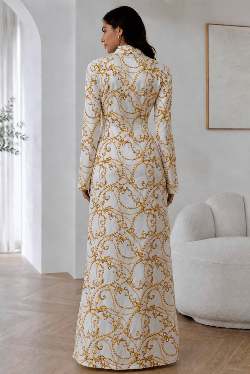 White Barocco Royalty Robe With Cinched Waist - Royalty Robes