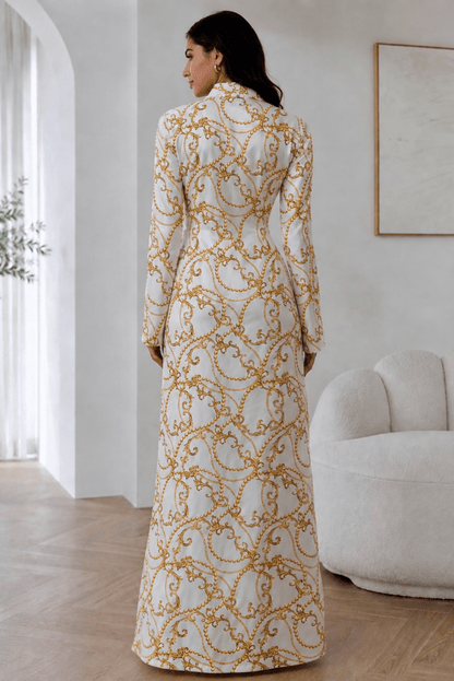 White Barocco Royalty Robe With Cinched Waist - Royalty Robes
