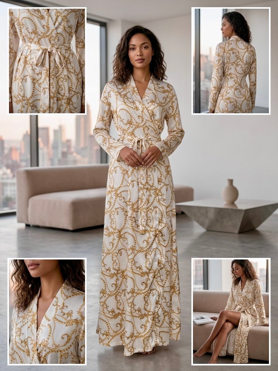 White Barocco Royalty Robe With Cinched Waist - Royalty Robes
