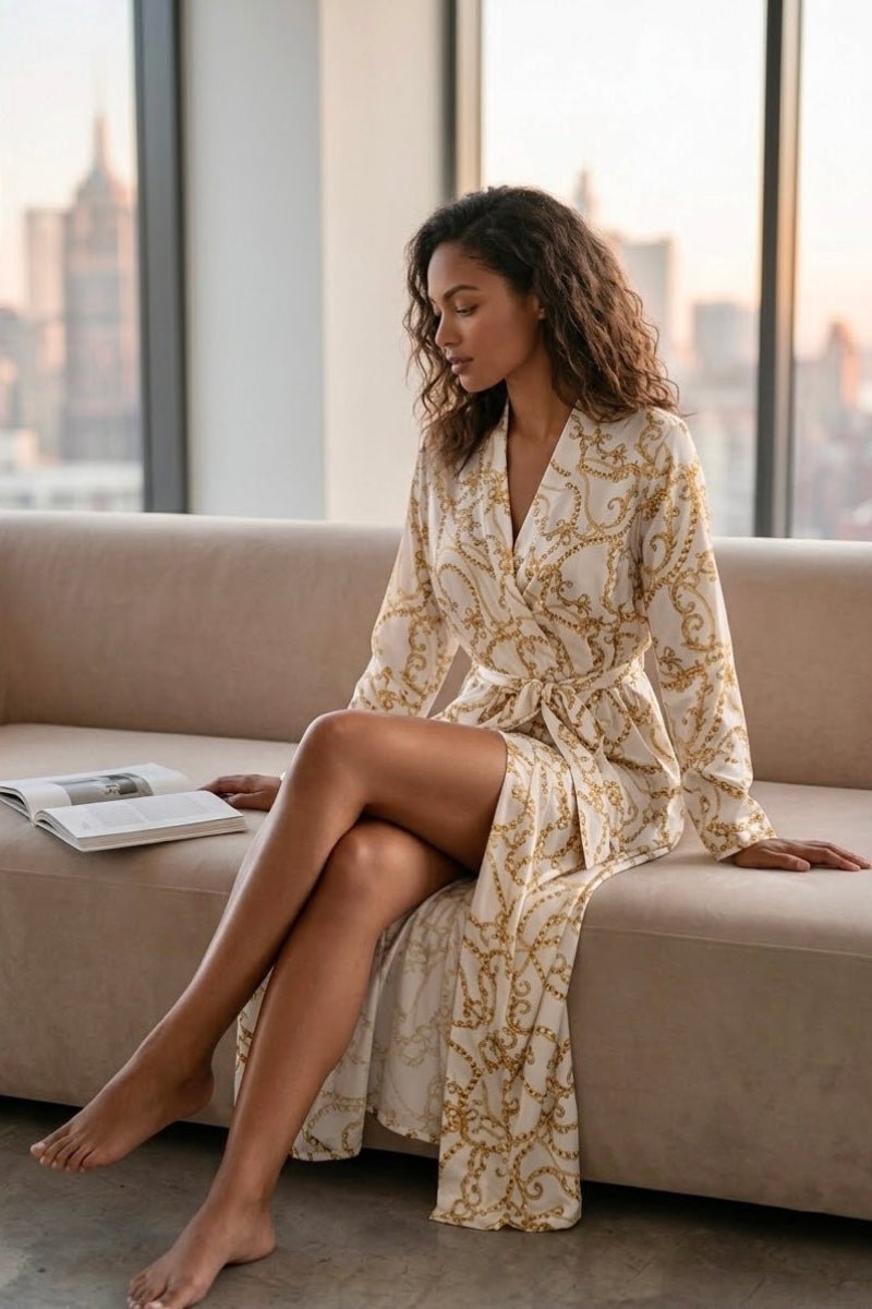 White Barocco Royalty Robe With Cinched Waist - Royalty Robes