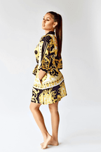 Yellow Barocco Short Robe - Royalty Robes