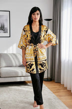 Yellow Barocco Kimono Robe - Royalty Robes